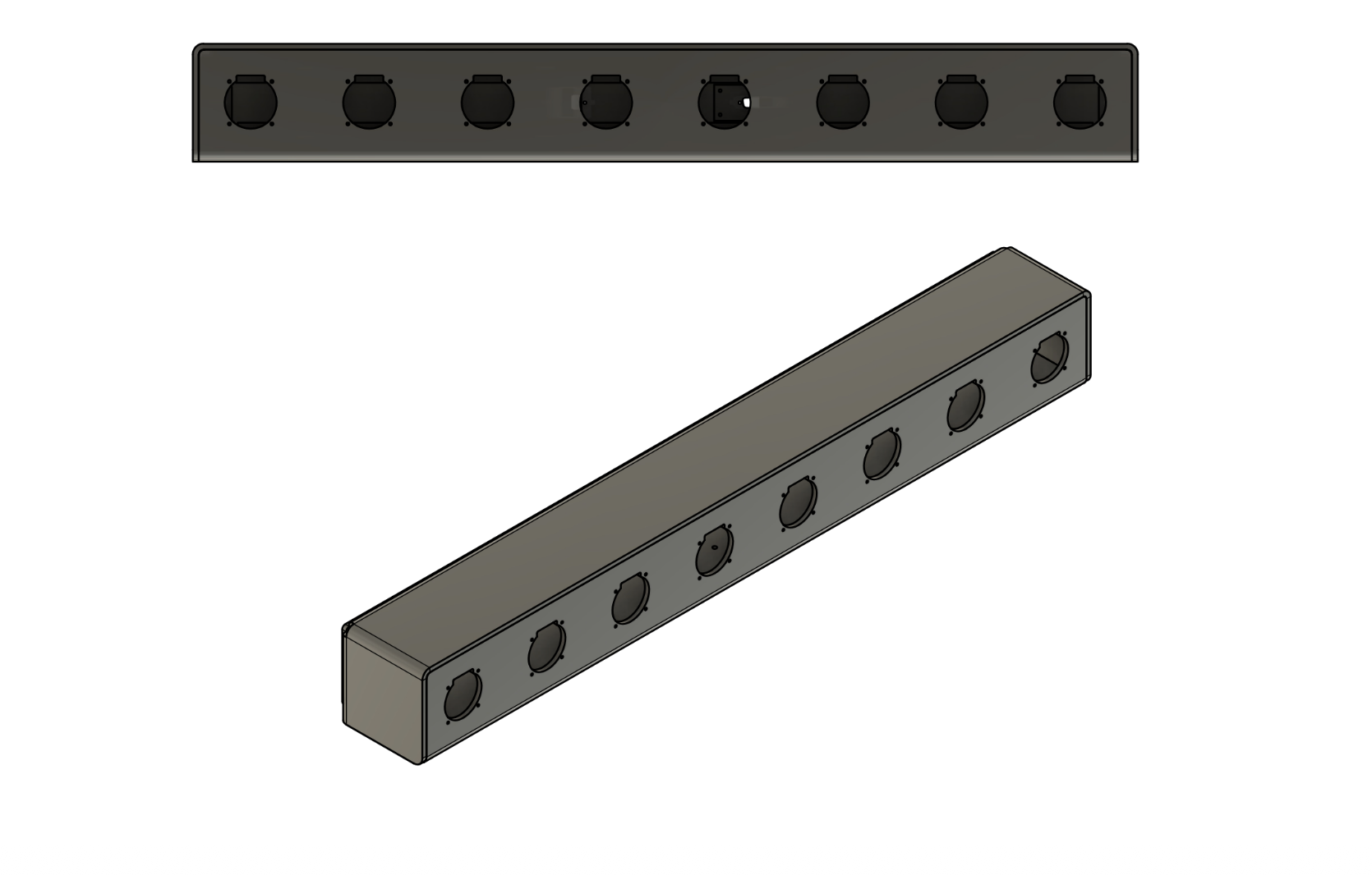 Technical drawing of THE AURA, front view
